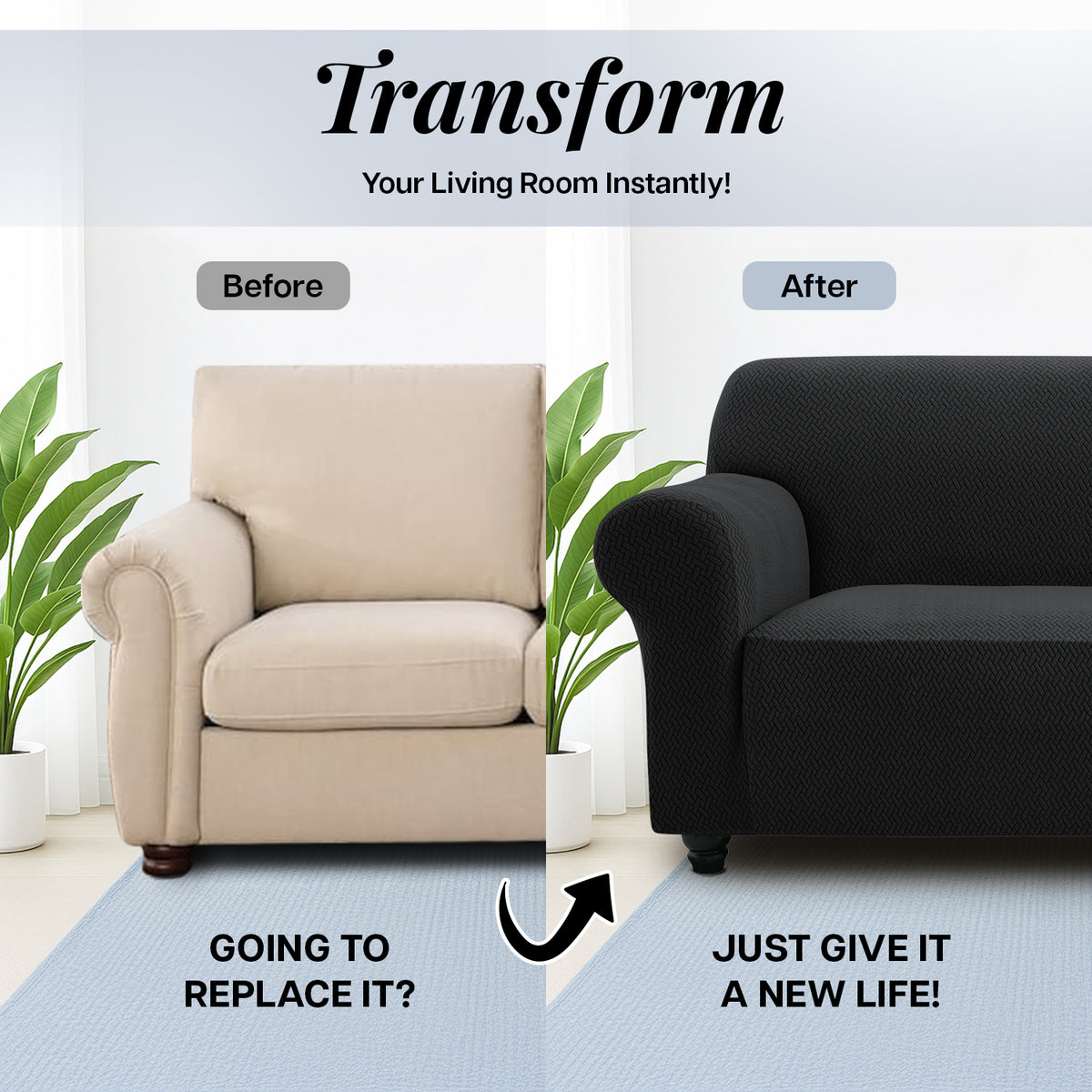 Elastic Stretch Sofa Cover Spandex – Non-Slip Couch Slipcover, Pet-Friendly, Machine Washable, All-Season, 7 Colors, 1/2/3 Seater, Living Room Bedroom Office Home Decor