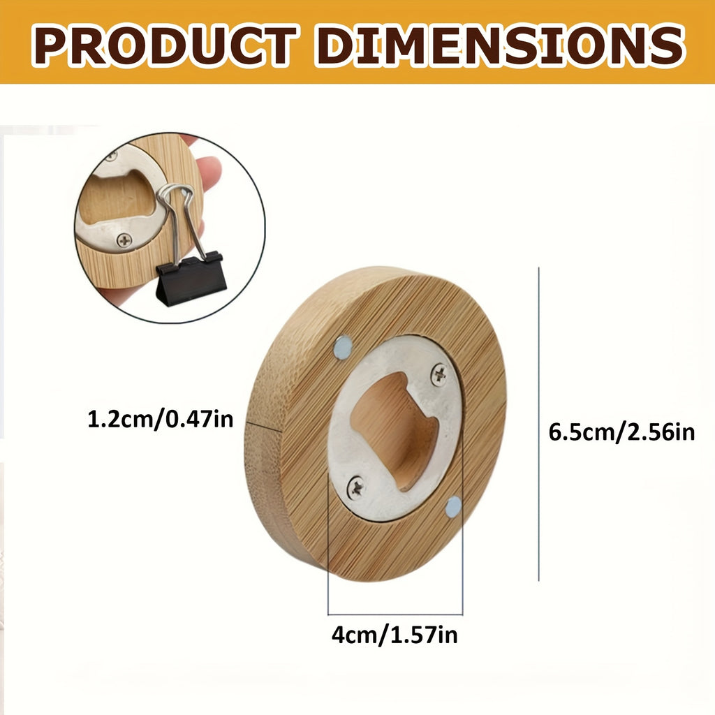 Wooden Magnetic Bottle Openers Bulk Round Wood Beer Bottle Opener Bar Decoration Wedding Favors Party Gifts Set of 24 or 40