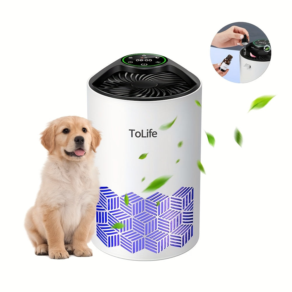 H13 HEPA Air Purifier for Large Rooms Bedrooms Pets Ultra Quiet 25dB Sleep Mode 3-Stage Filter Dust Smoke Pollen Pet Hair Dander USB Powered Aromatherapy Diffuser