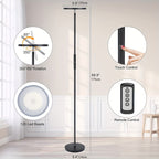 30W LED Torchiere Floor Lamp with Remote & Touch Control - 2400LM 3 Color Temperatures Modern Standing Pole Uplight for Living Room Bedroom Office, Black