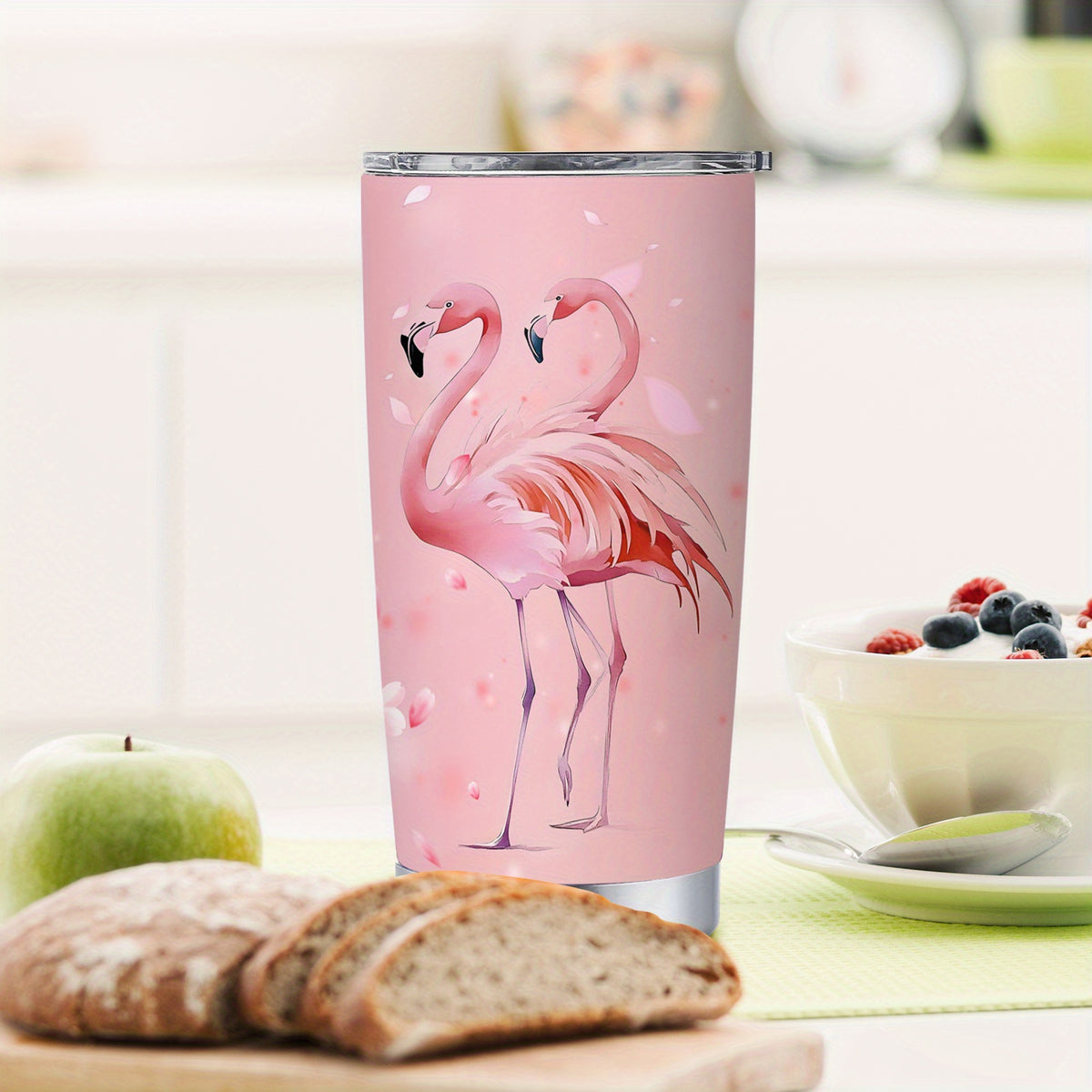 Flamingo Insulated Tumbler 20oz Double-Walled Travel Cup Pink Love Design - Large Capacity Car Cup for Hot & Cold Drinks Gift for Teachers Friends Family Holiday Birthday