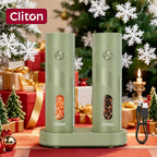 Electric Salt and Pepper Grinder Set 2-Piece USB Rechargeable with LED Light & Charging Base - One-Hand Automatic Salt Pepper Mill Shaker Set for Kitchen Cooking Dining Gift, Black/Green
