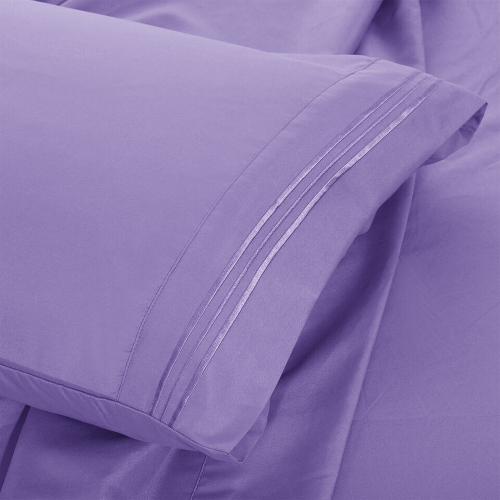 Brushed Microfiber Bed Sheet Set 6 Piece with Embroidered Pillowcases - Hotel Luxury Deep Pocket 16 Inch, Soft Breathable All Season, 24 Colors, Twin Twin XL Full Queen King Cal King