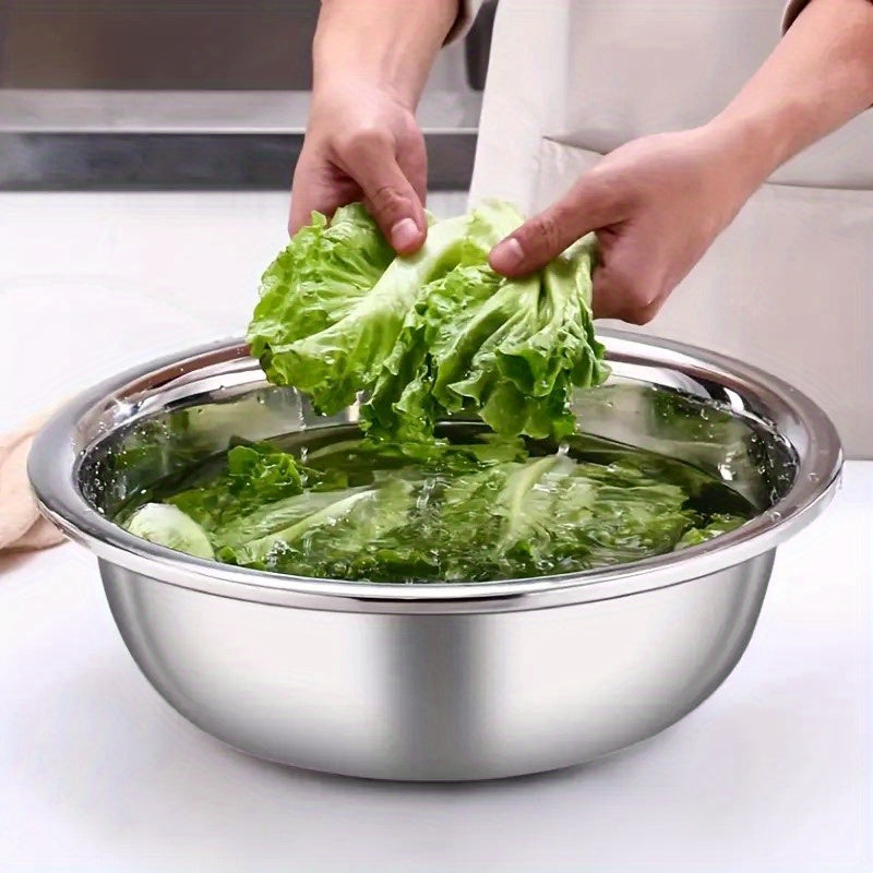 Large Stainless Steel Mixing Bowl 15.74 Inch - Heavy Duty 304 Steel Rustproof Kitchen Bowl for Baking Cooking Pasta Salad Dough, Commercial & Home Prep, Dishwashing Basin