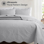 Luxury Quilted Bedspread Set 3 Piece Floral Coverlet with Pillow Shams Breathable Lightweight All Season - Twin Queen King California King 16 Colors