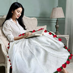 Rose Bouquet Blanket – 31.5inch 52-Flower Soft Throw with Gift Bag, 4 Colors, Romantic Gift for Valentine's Day Birthday Wedding