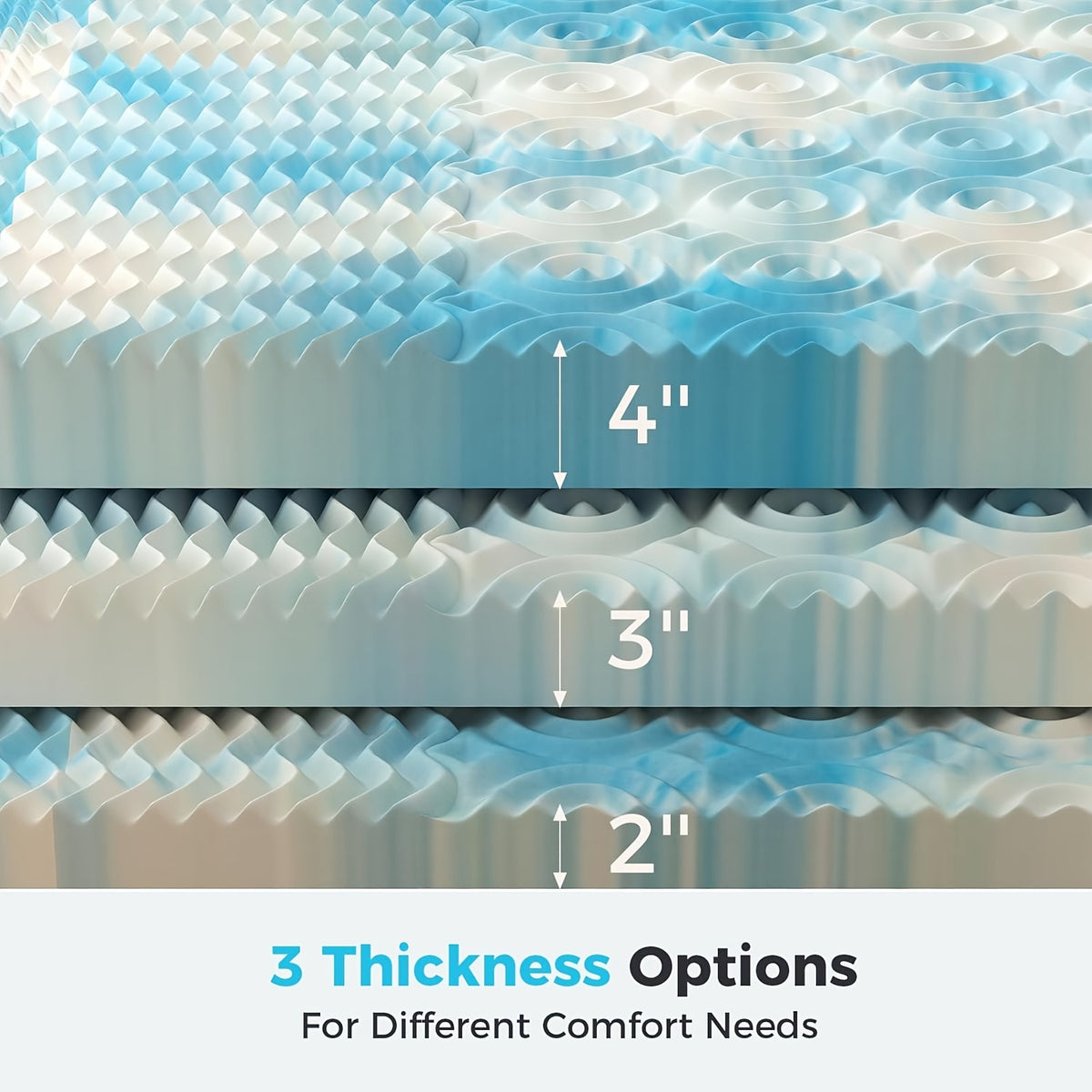 Memory Foam Mattress Topper CertiPUR-US Certified | Cooling Gel | 2" 3" 4" Thick | Standard & 5-Zone | Twin Full Queen King Cal-King