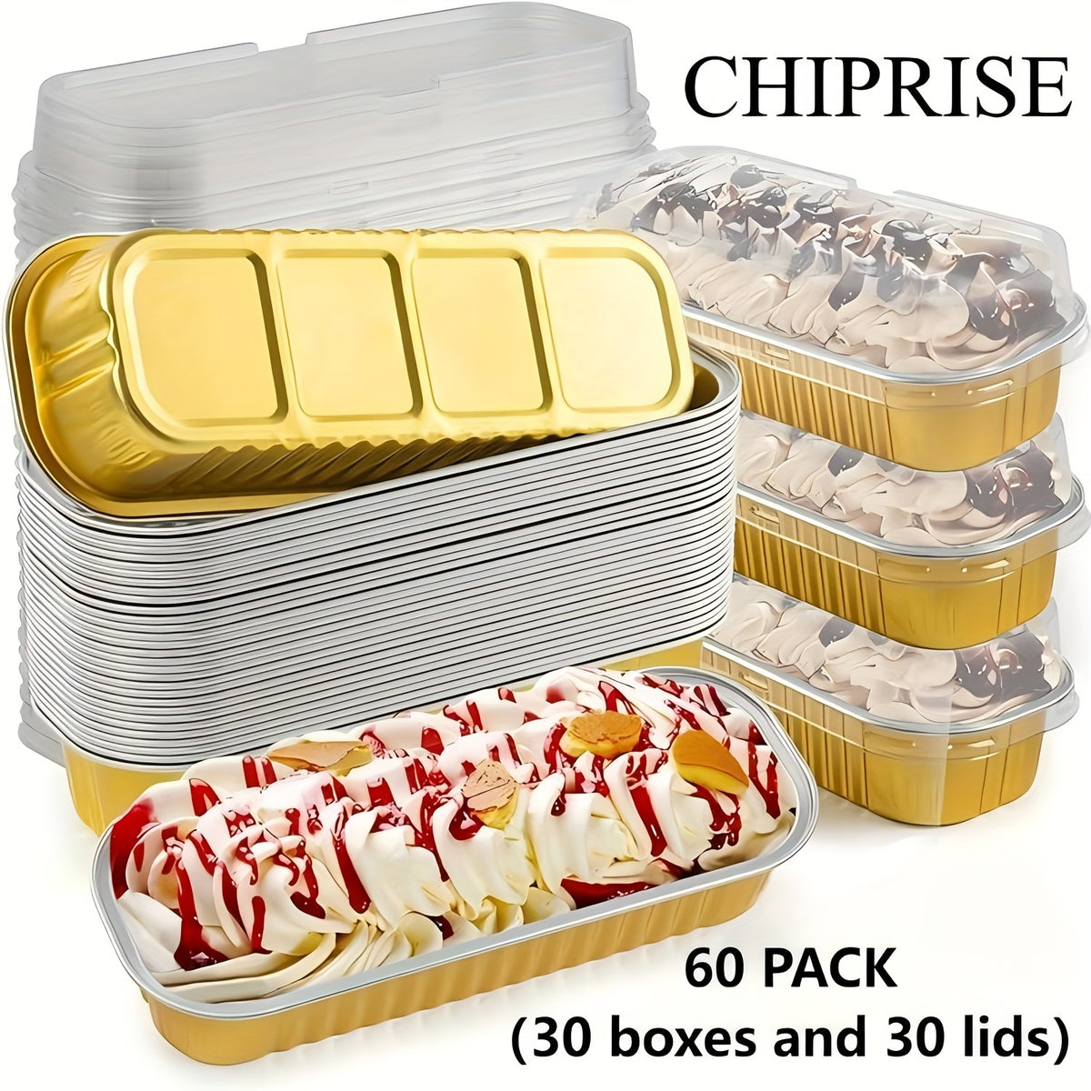 Disposable Mini Cake Boxes 30pcs with Lids & Spoons - Aluminum Foil Baking Cups for Cheesecakes, Custards & Desserts, Party Favor Containers in 5 Colors