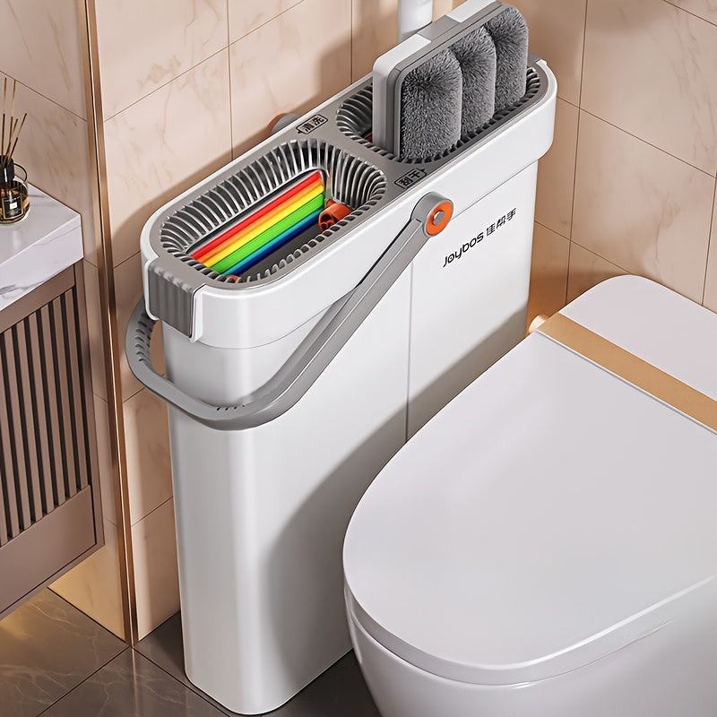 Flat Mop and Bucket Set 360 Degree Rotating Hands-Free Wringing Dual Compartment Clean Dirty Separation Ultra-Fine Fiber Floor Mop for Kitchen Bathroom Hardwood Tile