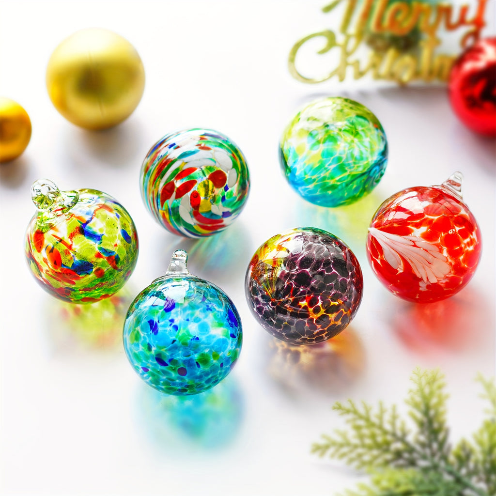 Hand-Blown Glass Witch Balls Friendship Balls Set of 6 Hanging Glass Gazing Spheres for Garden Home Classroom Christmas Halloween Thanksgiving Birthday Gift