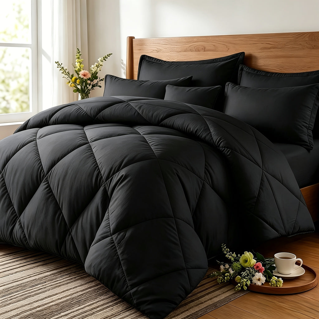 Quilt Set 3 Piece Lightweight Breathable Comforter with Pillowcases - Diamond Pattern Ultra-Fine Fiber Soft Bedding Set 42 Colors Twin Queen King Pinch Pleat
