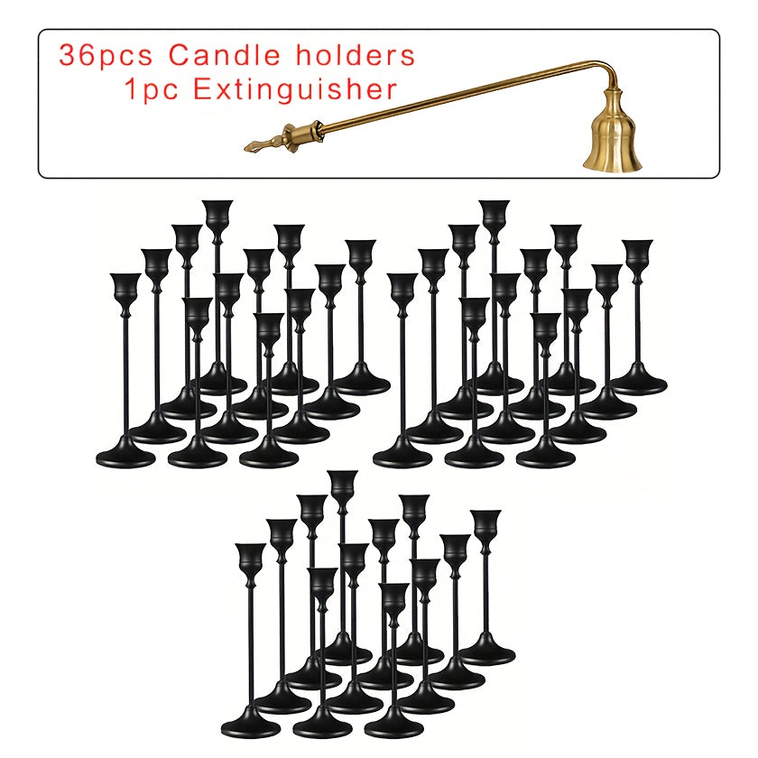 Copper Taper Candle Holders Set 30/36/48 Pcs Retro Minimalist Candlestick for Dining Table Wedding Birthday Christmas Fireplace Home Decor