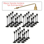 Copper Taper Candle Holders Set 30/36/48 Pcs Retro Minimalist Candlestick for Dining Table Wedding Birthday Christmas Fireplace Home Decor