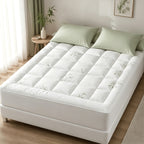 Quilted Pillow Top Mattress Topper - Ultra Soft Cooling Mattress Pad for Deep Beds, 450G/900G/1200GSM Fill, Twin Full Queen King Cal King, White Gray Green