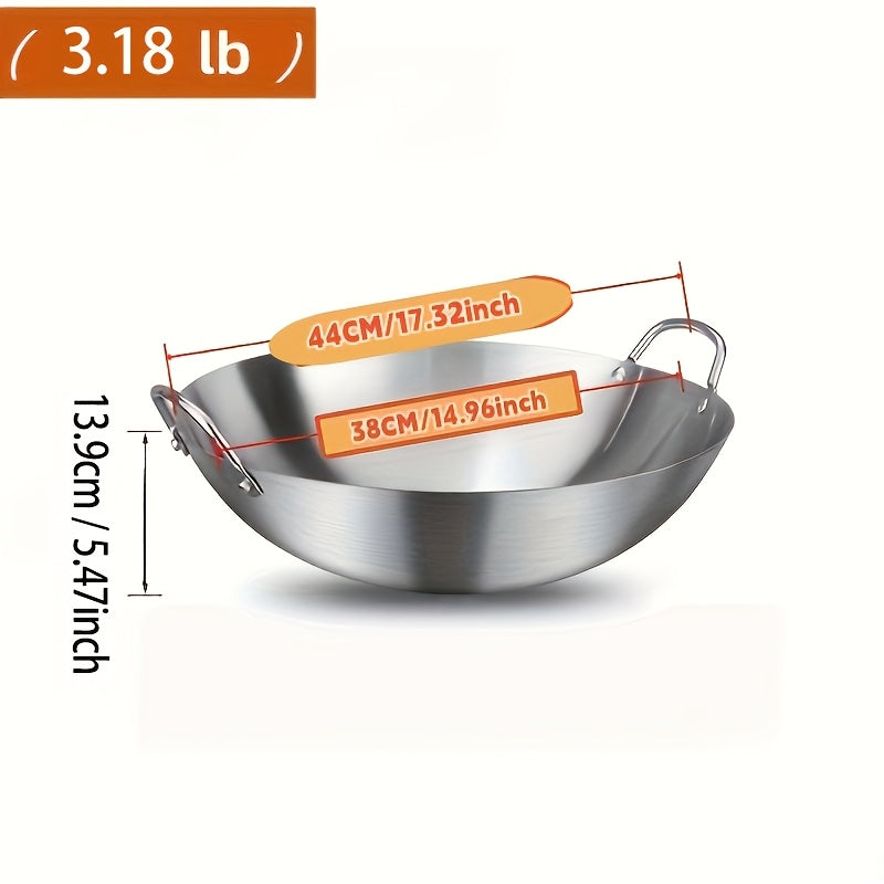 Heavy-Duty Stainless Steel Wok – Non-Stick Stir-Fry Pan with Ergonomic Handle | Gas, Induction & Electric Compatible | Multiple Sizes | Easy to Clean