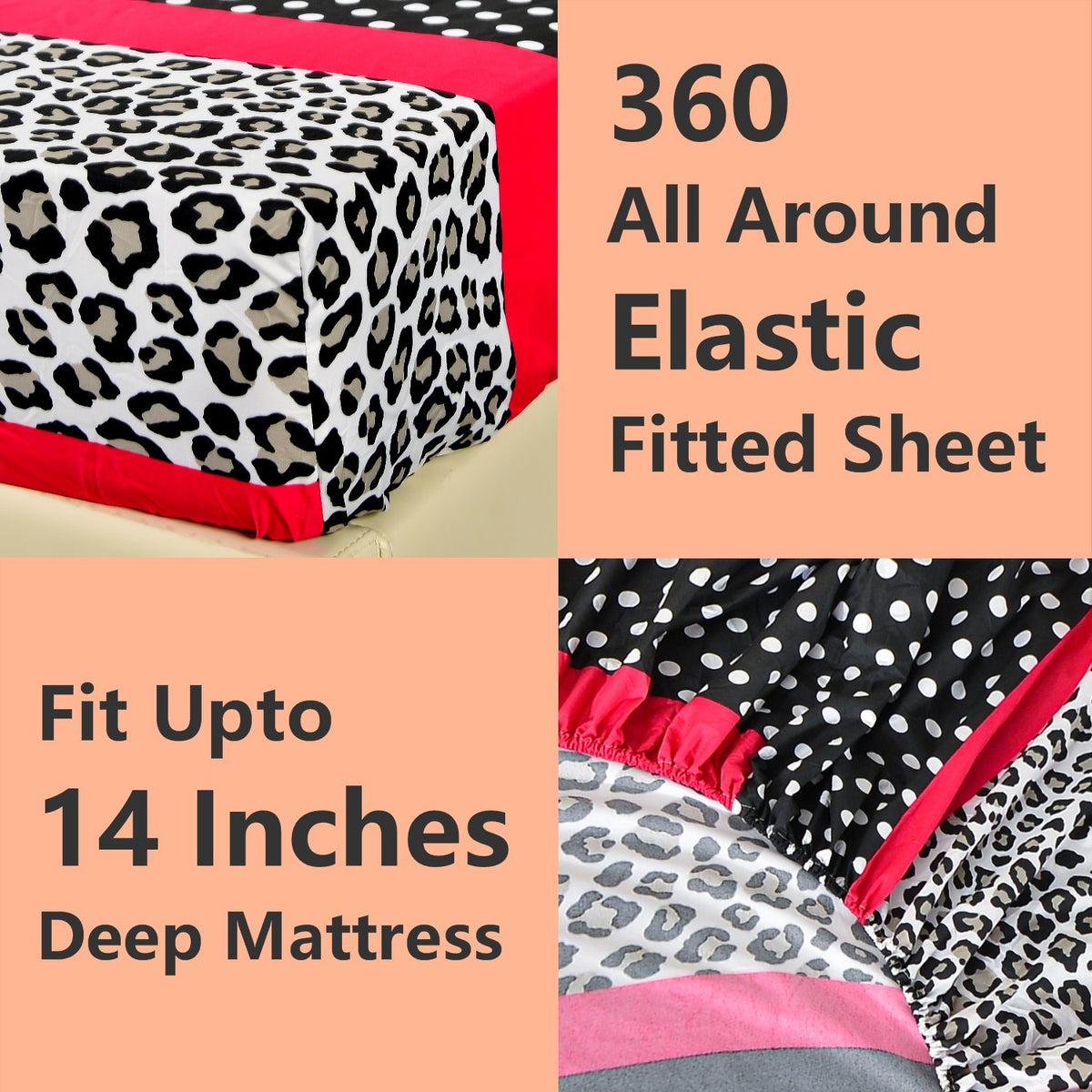 Patchwork Printed Microfiber Bed Sheet Set 4 or 6pcs – 14 Inch Deep Pocket Breathable Wrinkle Resistant, Twin Full Queen King, 3 Bold Colors