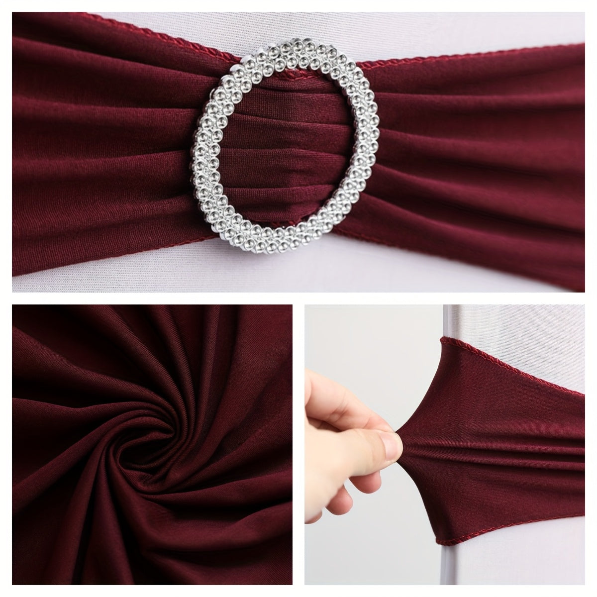 Elastic Chair Bands with Buckles 100pcs - Universal Chair Ties for Wedding Banquet and Party Chair Decoration