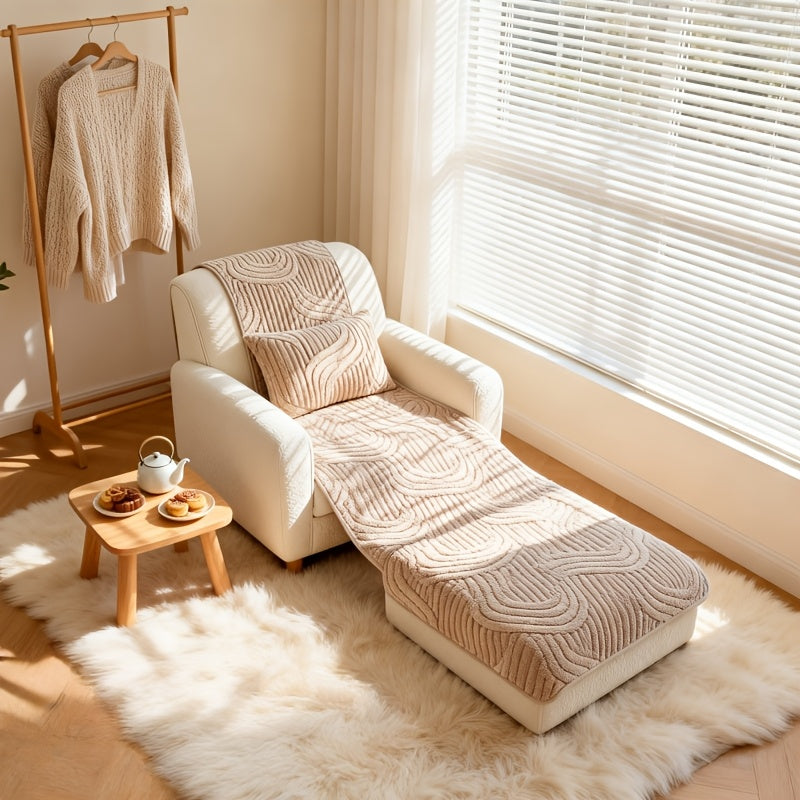 Boho Plush Sofa Cover 2-5 Seater – Non-Slip Backing, Pet-Friendly, Soft Durable Furniture Protector, 4 Colors, All-Season, Living Room Bedroom Office, Off-White Light Grey Dark Gray Light Brown
