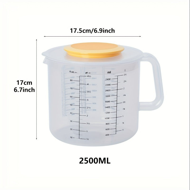 2.5L Mixing Bowl with Lid, Measuring Cup & Scale – Splash-Proof, Durable Plastic, 84.5oz Large Capacity for Salad, Baking & Food Storage