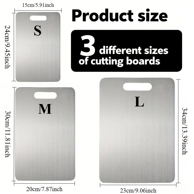 Stainless Steel Cutting Board Set 3 Piece – Rust-Resistant BPA-Free Durable Kitchen Prep Boards, Easy to Clean Space-Saving Nested Set for Food Preparation