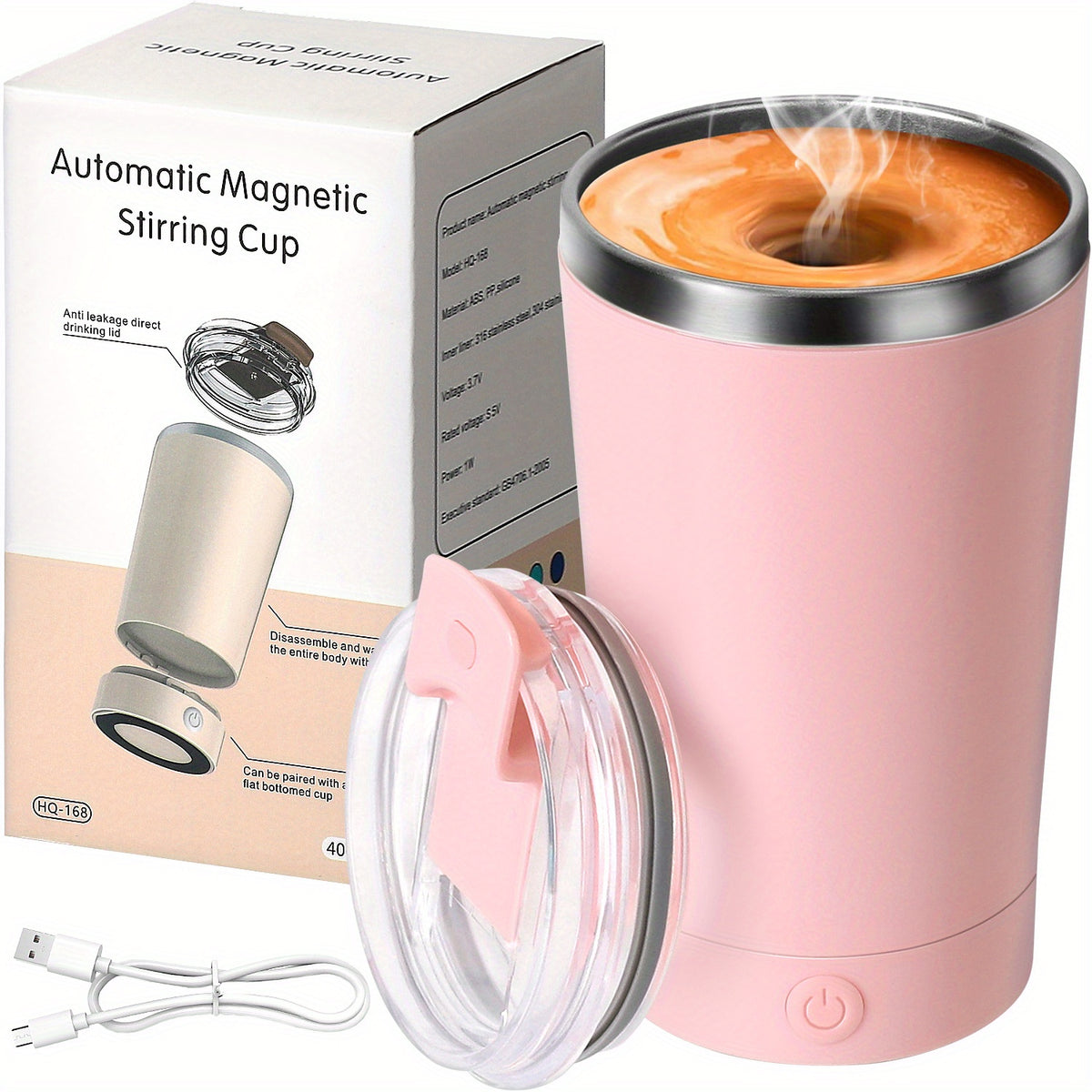 Electric Self Stirring Coffee Mug - Portable Magnetic Rotating Mixing Cup for Coffee, Chocolate, Milk, Protein Powder & Cocoa, Perfect for Office, School, Gym & Home