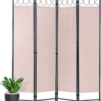 4 Panel Folding Room Divider Privacy Screen | Portable Wall Divider Partition for Home, Office & Bedroom Separation – Black, Grey, Beige, Tan