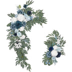 Artificial Wedding Arch Flower Garland Set with Peonies & Eucalyptus, Faux Floral Swag for Wedding Backdrop, Party, Bridal Shower, Mother's Day & Valentine's Day Decoration, Pink or Blue White