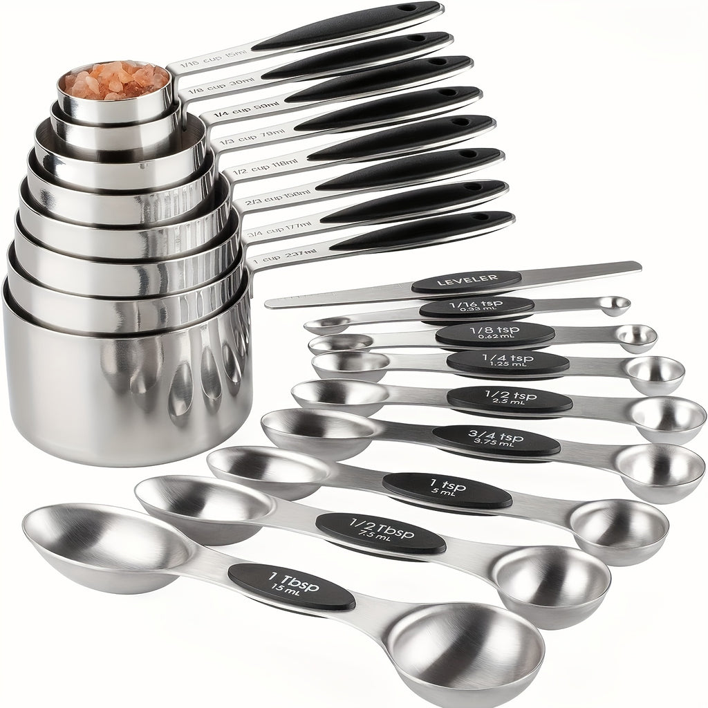 Measuring Cups & Spoons Set | Dry & Liquid | Choose 8-Piece Cups, 9-Piece Spoons, or 17-Piece Complete Set