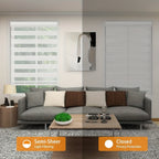 Cordless Zebra Blinds Custom Width Gradient Roller Shades | Double-Layer Fabric Room Darkening Window Treatment for Bedroom Living Room Office, 4 Colors