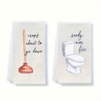 Funny Bathroom Hand Towels 2pcs – Absorbent Guest Towels 24×16 Inch | Humorous Bathroom Decor & Home Decor | Perfect Housewarming Gift