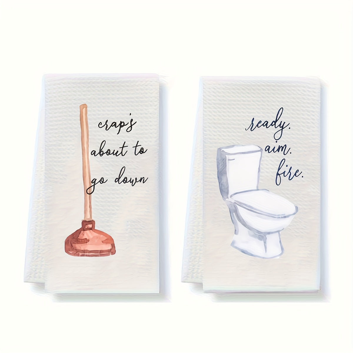 Funny Bathroom Hand Towels 2pcs – Absorbent Guest Towels 24×16 Inch | Humorous Bathroom Decor & Home Decor | Perfect Housewarming Gift
