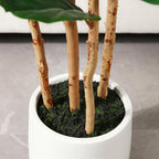 Artificial Fiddle Leaf Fig Tree 5ft Tall Faux Ficus with White Planter Natural Wood Trunk Fake Moss for Indoor Outdoor Living Room Office Porch Home Decor