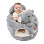 Baby Support Seat Plush Animal Infant Lounger – Ultra-Soft Cushioned Tummy Time Seat for Babies & Toddlers, Non-Toxic Fabric, No Assembly, Elephant Grey, Bear Pink & Bear Khaki
