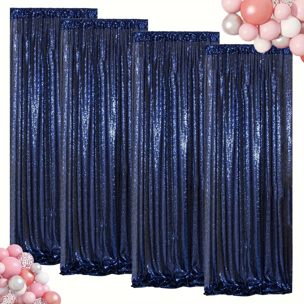 Sequin Backdrop Curtains 4 Panels 2FT x 8FT Glitter Party Decorations for Wedding Birthday Photo Booth Stage Background 30+ Colors