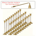 Copper Taper Candle Holders Set 30/36/48 Pcs Retro Minimalist Candlestick for Dining Table Wedding Birthday Christmas Fireplace Home Decor
