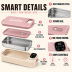 Heated Lunch Box Rechargeable with Timer - Self-Warming Portable Bento Box 80°C Keep Warm for Women & Men, Insulated Meal Prep Container with Lid, Electric Lunch Box for Work & Office