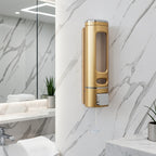 Wall-Mounted Soap Dispenser, 13.53oz Large Capacity Manual Press – No-Drill Adhesive Mount, for Shampoo, Shower Gel & Liquid Cosmetics, Black / White / Gold