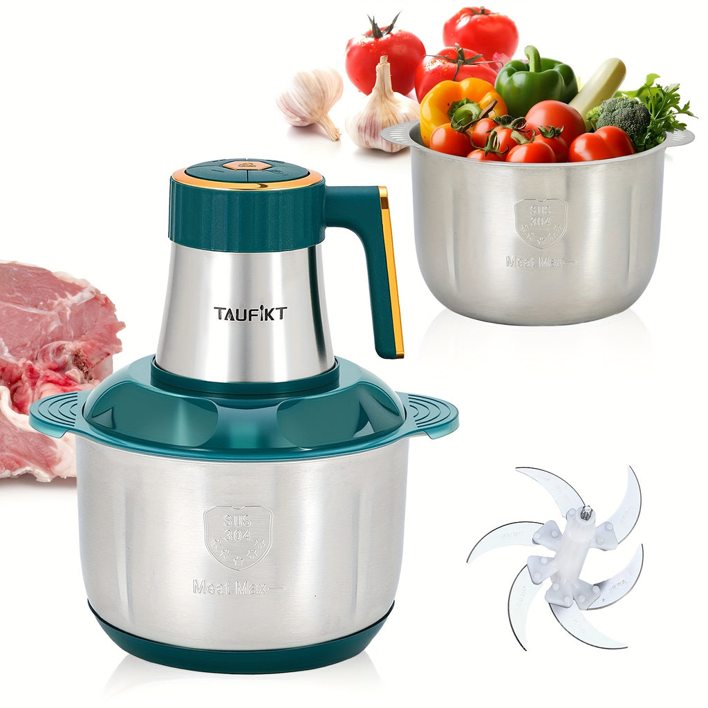 Electric Meat Grinder 1.32 Gal 5-Speed Multifunctional Food Chopper with 6 Blades - Household Mincer for Meat Vegetables Garlic Puree Juice Noodles Baby Food, Blue/Green