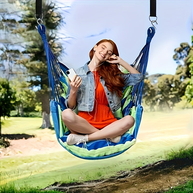 Portable Outdoor Hammock Swing Chair – Sturdy & Comfortable Hanging Chair for Patio, Backyard, Camping & Garden | Blue, Red, Black, White