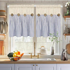 Striped Patchwork Semi-Sheer Rod Pocket Curtains – Bohemian Tiered Window Panels for Bedroom, Living Room, Kitchen, Bathroom & Cafe | 1 or 2 Pcs