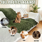 Plush Sofa Cover Faux Rabbit Fur Non-Slip, Thickened Quilted Sofa Cushion Cover Machine Washable, Warm Breathable Pet-Friendly Couch Pad for Living Room, Bedroom & Office