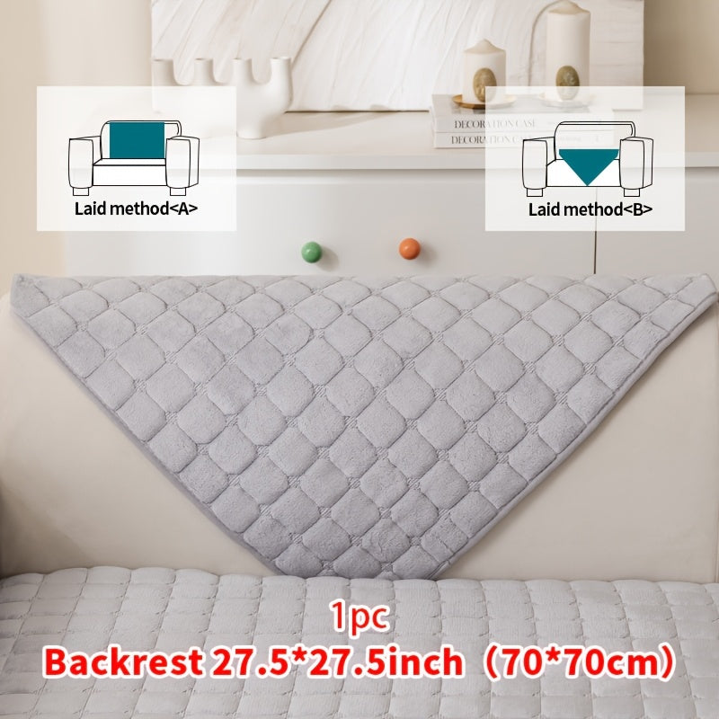 Short Plush Sofa Cover Soft Thick Pet Friendly All Season Sofa Protector Machine Washable for 1 2 3 4 Seater Living Room Bedroom Office Winter