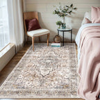 Bohemian Area Rug Washable Ultra-Soft Non-Slip Retro Foldable Living Room Bedroom Rug Beige Grey 4x6 5x7 6x9 8x10 9x12