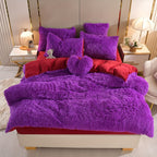 Velvet Duvet Cover Set Queen King Twin - Faux Down Flannel Bedding with Pillowcases & Bonus Heart Pillow, Zipper Closure Plush Thermal All-Season, 8 Colors 3/4-Piece