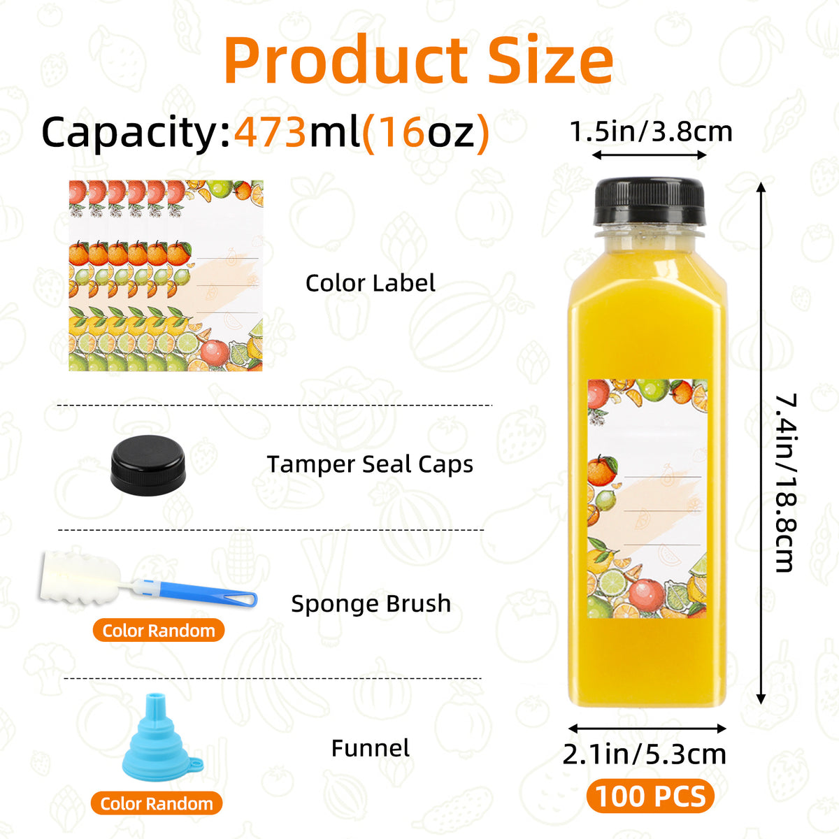 Plastic Juice Bottles with Caps 12oz 16oz Bulk Set 100 118 142 Pcs - Empty Bottles with Labels Funnel & Brush for Juice Smoothie Tea Coffee Party | Nuvia Haven