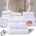 100% Cotton Bath Towel Set 12 & 24 Piece – 450 GSM Soft Absorbent Towels with Bath Towels, Hand Towels & Washcloths | Spa Quality for Home, Travel & Gifts