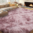 Plush Fluffy Area Rug Tie Dye Soft Indoor Carpet Non-Slip for Living Room Bedroom – Modern Home Decor Floor Mat | Multiple Sizes | Light Gray, Dark Gray, Black, Pink