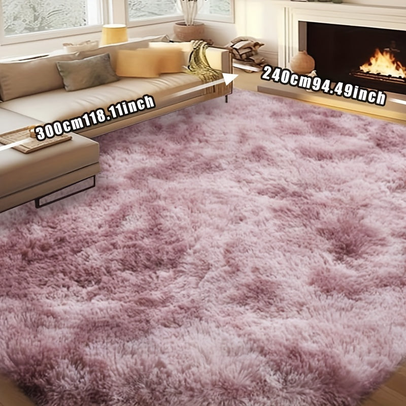 Plush Fluffy Area Rug Tie Dye Soft Indoor Carpet Non-Slip for Living Room Bedroom – Modern Home Decor Floor Mat | Multiple Sizes | Light Gray, Dark Gray, Black, Pink