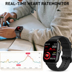 Large Screen Smartwatch with HD Voice Call, Multiple Sports Modes, Sleep Detection & Customizable Watch Faces – Compatible with Android & iPhone, Silicone Band