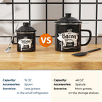 Stainless Steel Grease Container with Strainer and Spoon 15oz Cooking Oil Storage Jar Kitchen Essential Christmas Gift